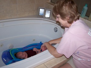 Moose gives Anniston a bath
